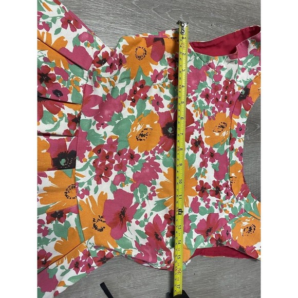 3/$30 Zara Mod 60s Floral Spring Easter Dress Fitted, Cap Sleeve - Picture 9 of 14